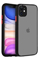 POWELL Iphone 11 6.1" Kenarları Renkli Kamera Korumalı Transparan Siyah Kılıf