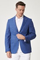 Altınyıldız Classics Erkek Mavi Slim Fit Dar Kesim Mono Yaka Blazer Ceket