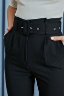 Vis a Vis Kadın Siyah Yüksek Bel Kemerli Pantolon