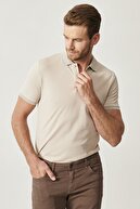 Altınyıldız Classics Erkek Safari Polo Yaka Cepsiz Slim Fit Dar Kesim %100 Pamuk Düz Tişört