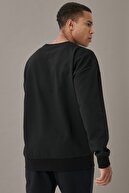 Altınyıldız Classics Erkek Siyah Günlük Rahat Sıfır Yaka Oversize Spor Sweatshirt