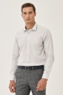 Altınyıldız Classics Erkek Gri Tailored Slim Fit Klasik Yaka Gömlek