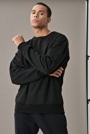 Altınyıldız Classics Erkek Siyah Günlük Rahat Sıfır Yaka Oversize Spor Sweatshirt