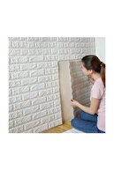 Renkli Duvarlar Nw01 Kendinden Yapışkanlı 70x77 Cm 4,5mm Sünger Beyaz Tuğla Duvar Kağıdı Paneli