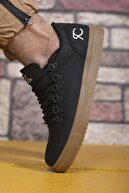 Riccon Siyah Krep Cilt Unisex Sneaker 0012603