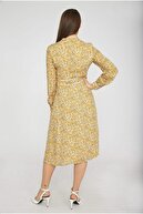 Chima Kadın Sarı Fiyonklu Uzun Kol Elbise Y19EL068