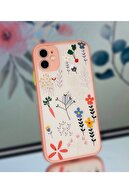 POWELL Iphone 11 Kenarları Renkli Kamera Korumalı Darbe Emici Pembe Çiçekli Kılıf