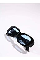 Mathilda Aksesuar Chunky Frame Vintage Siyah Mavi Güneş Gözlüğü