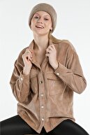 candybia Kadın Bisküvi Kadife Hafif Oversize Gömlek