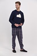 Arnetta Lacivert Polar Baba-oğul Pijama Takımı