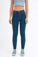 Fullamoda Kadın Mavi Yüksek Bel Dar Paça Jean