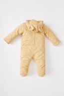 Defacto Erkek Bebek Desenli Uzun Kollu Yeni Doğan Pamuklu Pelüş Astarlı Uyku Tulum