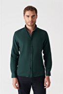 Avva Erkek Koyu Yeşil Oxford Düğmeli Yaka Regular Fit Gömlek E002000