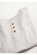 Mango Çocuk Kırık Beyaz Düğmeli Uzun Kollu Tişört
