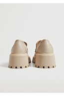 Mango Kadın Kırık Beyaz Platform Tabanlı Deri Ayakkabı