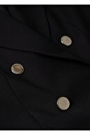 Mango Kadın Siyah Kruvaze Yakalı Kumaş Blazer Ceket
