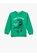 Koton Dinozor Baskılı Sweatshirt Pamuklu Uzun Kollu