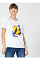 Fabrika Kadın Beyaz Bisiklet Yaka T-shirt