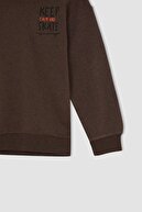 Defacto Erkek Çocuk Oversize Fit Kapüşonlu Sırt Baskılı Ince Sweatshirt Kumaşı Sweatshirt