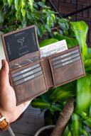 کیف پول کلاسیک چرم اصل کوین کریزی قهوه ای-thumb