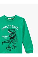 Koton Dinozor Baskılı Sweatshirt Pamuklu Uzun Kollu