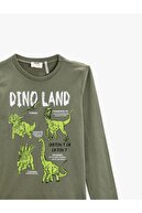 Koton Dinozor Baskılı Uzun Kollu Tişört Pamuklu