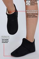 Ev Botu Içi Yünlü Yumuşak Taban Unisex Pwr Panduf Siyah