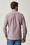 Altınyıldız Classics Erkek Bordo Düğmeli Yaka Tailored Slim Fit Oxford Gömlek