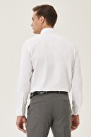 Altınyıldız Classics Erkek Beyaz Tailored Slim Fit Dar Kesim Büyük İtalyan Yaka Armürlü Gömlek