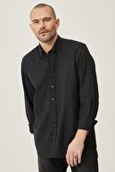 Altınyıldız Classics Erkek Siyah Tailored Slim Fit Dar Kesim Düğmeli Yaka %100 Pamuk Gömlek