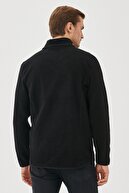 Altınyıldız Classics Erkek Siyah Standart Fit Günlük Rahat Tam Fermuarlı Bato Yaka Polar Spor Sweatshirt