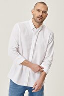 Altınyıldız Classics Erkek Beyaz Tailored Slim Fit Dar Kesim Düğmeli Yaka %100 Pamuk Gömlek