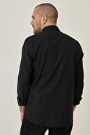 Altınyıldız Classics Erkek Siyah Tailored Slim Fit Dar Kesim Düğmeli Yaka %100 Pamuk Gömlek