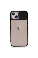 CaseWorld Apple Iphone 13 Kapak Lensi Açılır Kapanır Kamera Korumalı Kılıf - Siyah