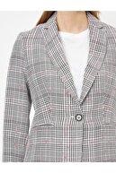Koton Kadın Ekoseli Blazer Ceket 0YAK52949UW