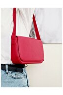 bag&more Kadın Kırmızı Kapaklı Baget Omuz Çantası