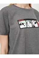 Koton Snoopy Baskılı Bisiklet Yaka Kısa Kollu Lisanslı Tişört