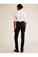 Marks & Spencer Kadın Siyah Kadife Straight Leg Pantolon T57007906