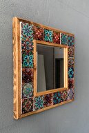 Oscar Stone Decor Masif Çerçeveli Mozaik Taş Ayna 33 Cm X 33 Cm (morocco-tile Desen) Dresuar Üstü