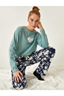 Koton Pamuklu Uzun Kollu Baskılı Pijama Seti
