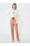Koton Tweety Lisanslı Baskılı Desenli Uzun Kollu Pamuklu Pijama Seti