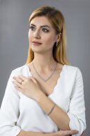 BARIŞ TAKI Kadın 925 Ayar Gümüş Pırlanta Montür Su Yolu Düğün Seti