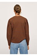 Mango Kadın Kahverengi Çizgili Uzun Kollu Tişört