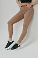 Modaca Kadın Kahve Likralı Yüksek Bel Skinny Jean