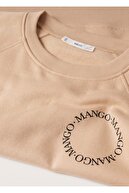 Mango Kadın Orta Kahverengi Logolu Koton Sweatshirt