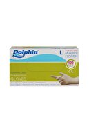 Dolphin Latex Pudralı Eldiven - Tıbbi Medikal Muayene Lateks Eldiven 100'lü Paket - L Beden