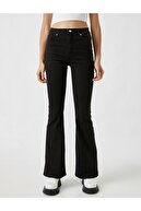 Vis a Vis Sementa Kadın Siyah Solmayan Yüksel Bel Likralı Toparlayıcı Ispanyol Jeans Pantalon