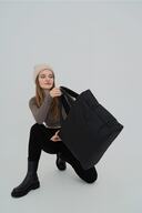 کیف خرید پارچه پف دار برجسته ناپولی مشکی-thumb