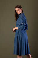 Pattaya Kadın Kuşaklı Uzun Kollu Kot Gömlek Elbise Y20s110-1924