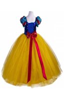 DEHAMODA Kız Çocuk Sarı Berra Tarlatanlı Pelerinli Taçlı Pamuk Prenses Kostüm